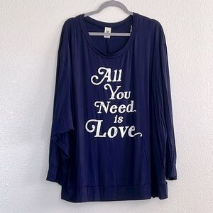 “All you need is love” graphic top, size 3X